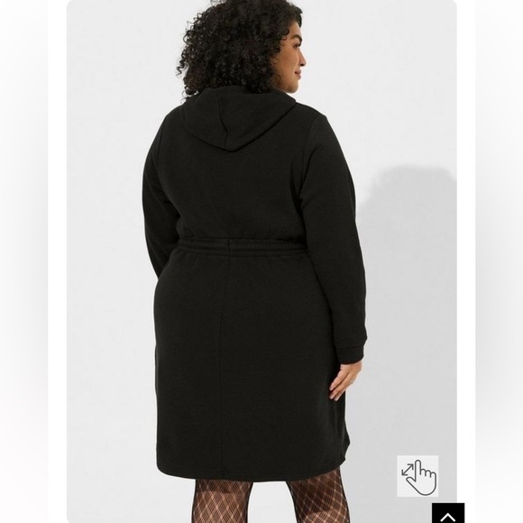 NWT Torrid Mini Fleece Hoodie Sweatshirt Dress Black - Picture 3 of 8